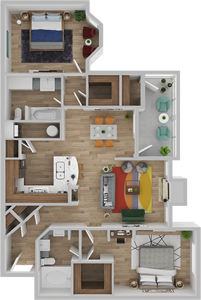 The Stonefield-Two Bedroom / Two Bath - 1229 Sq.Ft.*