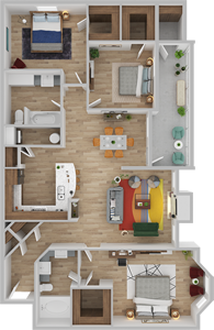 The Larchmont-Three Bedroom / Two Bath -1402 Sq.Ft.*